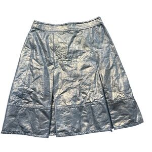 Charles Nolan Floral Jacquard Inverted Pleated Skirt Gold Metallic Coated